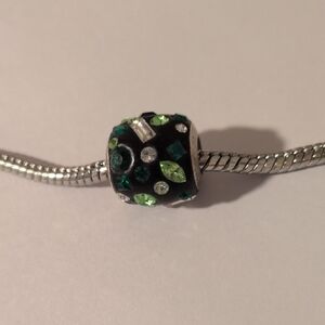 925 Sterling Silver Crystal Green International‎ Bullion & Metal Brokers Charm